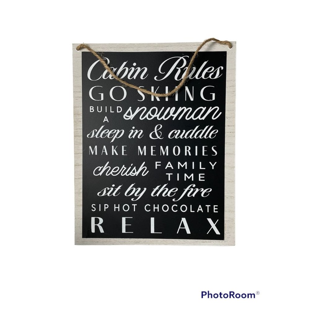 1 count Hanging Sign - Cabin Rules, Holiday Christmas decoration